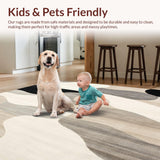 Ultra Soft Area Rug, Non Slip, Stain Resistant, Washable Area Rugs for Living Room, Bedroom, Artisan Crafted Beige Black with Flow(Beige)