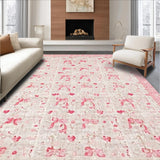 Ultra Soft Area Rug, Non Slip, Stain Resistant, Washable Area Rugs for Living Room, Bedroom, Blush Bow and Cherry Accent Rug Pattern(Pink)