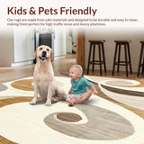 Ultra Soft Area Rug, Non Slip, Stain Resistant, Washable Area Rugs for Living Room, Bedroom, Contemporary Geometric Area with Cream and Brown Swirl(Beige)