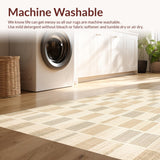Ultra Soft Area Rug, Non Slip, Stain Resistant, Washable Area Rugs for Living Room, Bedroom, Eclectic Checkered Area with Vintage Beige Squares and Subtle Accent Shapes(Beige)