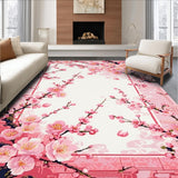 Ultra Soft Area Rug, Non Slip, Stain Resistant, Washable Area Rugs for Living Room, Bedroom, Serene White Floral Tiled Pattern(Pink)