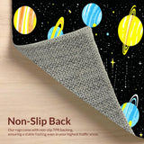 Ultra Soft Area Rug, Non Slip, Stain Resistant, Washable Area Rugs for Living Room, Bedroom, Stellar Whimsical Planetary Theme(Yellow)
