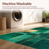 Ultra Soft Area Rug, Non Slip, Stain Resistant, Washable Area Rugs for Living Room, Bedroom, Stylish Layered Textured Elements(Green)