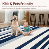 Ultra Soft Area Rug, Non Slip, Stain Resistant, Washable Area Rugs for Living Room, Bedroom, Warm Beachy Striped Elegance(Blue)
