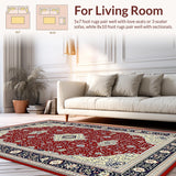 Ultra Soft Area Rug, Non Slip, Stain Resistant, Washable Area Rugs for Living Room, Bedroom, Contemporary Colorful Lattice Features(Red)