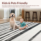 Ultra Soft Area Rug, Non Slip, Stain Resistant, Washable Area Rugs for Living Room, Bedroom, Striking Layered Stripe Area Rug for Entryways(Black)