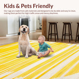 Ultra Soft Area Rug, Non Slip, Stain Resistant, Washable Area Rugs for Living Room, Bedroom, Vibrant Knotted Tassel Accent(Yellow)