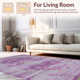 Ultra Soft Area Rug, Non Slip, Stain Resistant, Washable Area Rugs for Living Room, Bedroom, Vibrant Diamond Symmetry Style(Purple)