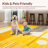 Ultra Soft Area Rug, Non Slip, Stain Resistant, Washable Area Rugs for Living Room, Bedroom, Contemporary Circles Yellow Aesthetic(Yellow)