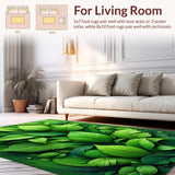 Ultra Soft Area Rug, Non Slip, Stain Resistant, Washable Area Rugs for Living Room, Bedroom, 3D Leaf Nature-Inspired Bath Rug for Boho Decor(Green)