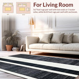 Ultra Soft Area Rug, Non Slip, Stain Resistant, Washable Area Rugs for Living Room, Bedroom, Chic Farmhouse Entrance Rug Layered Door Mat Style Carpet(Black)