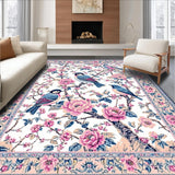 Ultra Soft Area Rug, Non Slip, Stain Resistant, Washable Area Rugs for Living Room, Bedroom, Fresh Springtime Floral Harmony(White)