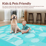 Ultra Soft Area Rug, Non Slip, Stain Resistant, Washable Area Rugs for Living Room, Bedroom, Teal Seashell Intricate Design(Blue)