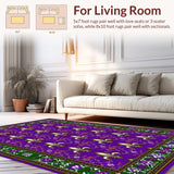 Ultra Soft Area Rug, Non Slip, Stain Resistant, Washable Area Rugs for Living Room, Bedroom, Rustic Earthy Floral Pattern(Purple)