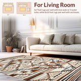 Ultra Soft Area Rug, Non Slip, Stain Resistant, Washable Area Rugs for Living Room, Bedroom, Neutral Toned Diamond Trellis(Beige)
