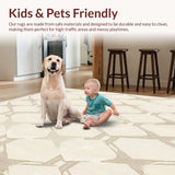 Ultra Soft Area Rug, Non Slip, Stain Resistant, Washable Area Rugs for Living Room, Bedroom, Atlas Trellis Area with Subtle Diamond Lattice and Neutral Hues(Beige)