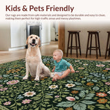 Ultra Soft Area Rug, Non Slip, Stain Resistant, Washable Area Rugs for Living Room, Bedroom, Maximalist Green Boho Living Room Non Slip Rug(Green)