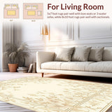 Ultra Soft Area Rug, Non Slip, Stain Resistant, Washable Area Rugs for Living Room, Bedroom, Elegant Area Runner with Delicate Floral(Beige)
