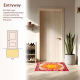 Ultra Soft Area Rug, Non Slip, Stain Resistant, Washable Area Rugs for Living Room, Bedroom, Joyful Bright Orange Patterned Accent(Orange)