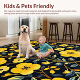 Ultra Soft Area Rug, Non Slip, Stain Resistant, Washable Area Rugs for Living Room, Bedroom, Artistic Modern Flower Pattern(Yellow)