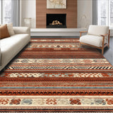 Ultra Soft Area Rug, Non Slip, Stain Resistant, Washable Area Rugs for Living Room, Bedroom, Elegant Linear Motif with Warmth(Brown)