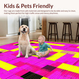 Ultra Soft Area Rug, Non Slip, Stain Resistant, Washable Area Rugs for Living Room, Bedroom, Retro Geometric Pattern Playfulness(Pink)