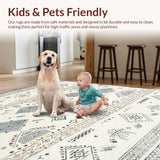 Ultra Soft Area Rug, Non Slip, Stain Resistant, Washable Area Rugs for Living Room, Bedroom, Striking Contemporary Tiled Arrangement(Beige)