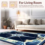 Ultra Soft Area Rug, Non Slip, Stain Resistant, Washable Area Rugs for Living Room, Bedroom, Contemporary Marine Inspired Design(Blue)