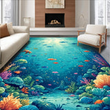Ultra Soft Area Rug, Non Slip, Stain Resistant, Washable Area Rugs for Living Room, Bedroom, Toddler Alphabet Shape Ocean Animal Classroom Floor Mat Area Rug(Blue)