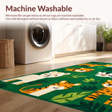 Ultra Soft Area Rug, Non Slip, Stain Resistant, Washable Area Rugs for Living Room, Bedroom, Colorful Whimsical Wildlife Design(Green)