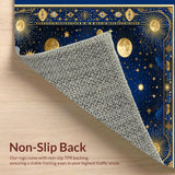 Ultra Soft Area Rug, Non Slip, Stain Resistant, Washable Area Rugs for Living Room, Bedroom, Radiant Sun and Moon Harmony(Blue)