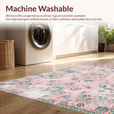 Ultra Soft Area Rug, Non Slip, Stain Resistant, Washable Area Rugs for Living Room, Bedroom, Whimsical Petal Patterned Aesthetic(Pink)