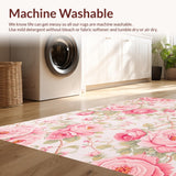 Ultra Soft Area Rug, Non Slip, Stain Resistant, Washable Area Rugs for Living Room, Bedroom, Whimsical Light Pink Floral Fantasy(Pink)