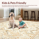 Ultra Soft Area Rug, Non Slip, Stain Resistant, Washable Area Rugs for Living Room, Bedroom, Luxurious Boho Diamond Area For Home(Beige)