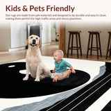 Ultra Soft Area Rug, Non Slip, Stain Resistant, Washable Area Rugs for Living Room, Bedroom, Contemporary Yin Yang Motif Accent(Black)