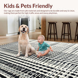 Ultra Soft Area Rug, Non Slip, Stain Resistant, Washable Area Rugs for Living Room, Bedroom, Monochrome Dash Runner Carpet, Linear Art Rug, Modern Graphic Floor Decor(Black)