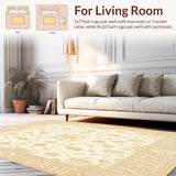Ultra Soft Area Rug, Non Slip, Stain Resistant, Washable Area Rugs for Living Room, Bedroom, Modern Medallion Non Slip Runner for Versatile Decor(Beige)