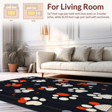 Ultra Soft Area Rug, Non Slip, Stain Resistant, Washable Area Rugs for Living Room, Bedroom, Sleek Modern Monochrome Fur Aesthetic(Black)