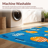 Ultra Soft Area Rug, Non Slip, Stain Resistant, Washable Area Rugs for Living Room, Bedroom, Vibrant Coastal Animal Design(Blue)