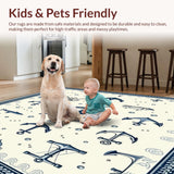 Ultra Soft Area Rug, Non Slip, Stain Resistant, Washable Area Rugs for Living Room, Bedroom, Maritime Voyage Decorative Carpet with Anchor Design for Indoor Spaces(Blue)
