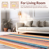 Ultra Soft Area Rug, Non Slip, Stain Resistant, Washable Area Rugs for Living Room, Bedroom, Retro Surf Vibes Floor Rug With Vibrant Striped Boards and Sunset Hues(Yellow)