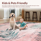 Ultra Soft Area Rug, Non Slip, Stain Resistant, Washable Area Rugs for Living Room, Bedroom, Artful Geometric Color Splash(Pink)
