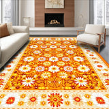 Ultra Soft Area Rug, Non Slip, Stain Resistant, Washable Area Rugs for Living Room, Bedroom, Cheerful Modern Botanical Design(Orange)