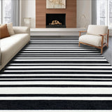 Ultra Soft Area Rug, Non Slip, Stain Resistant, Washable Area Rugs for Living Room, Bedroom, Absorbent Black and White Stripe Rug for Patios(Black)