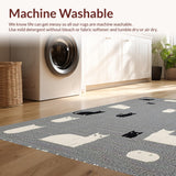 Ultra Soft Area Rug, Non Slip, Stain Resistant, Washable Area Rugs for Living Room, Bedroom, Stylish Cozy Cat Patterned Decor(Gray)