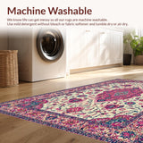 Ultra Soft Area Rug, Non Slip, Stain Resistant, Washable Area Rugs for Living Room, Bedroom, Elegant Contemporary Floral Motif(White)