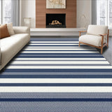 Ultra Soft Area Rug, Non Slip, Stain Resistant, Washable Area Rugs for Living Room, Bedroom, Coastal Nautical Stripe Aesthetic(Blue)