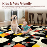 Ultra Soft Area Rug, Non Slip, Stain Resistant, Washable Area Rugs for Living Room, Bedroom, Retro Monochrome Circular Pattern(Black)