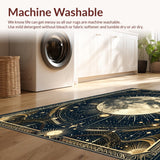 Ultra Soft Area Rug, Non Slip, Stain Resistant, Washable Area Rugs for Living Room, Bedroom, Vibrant Esoteric Cosmic Pattern(Black)