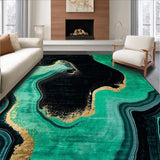 Ultra Soft Area Rug, Non Slip, Stain Resistant, Washable Area Rugs for Living Room, Bedroom, Luxurious Black Marble Aesthetic(Black)
